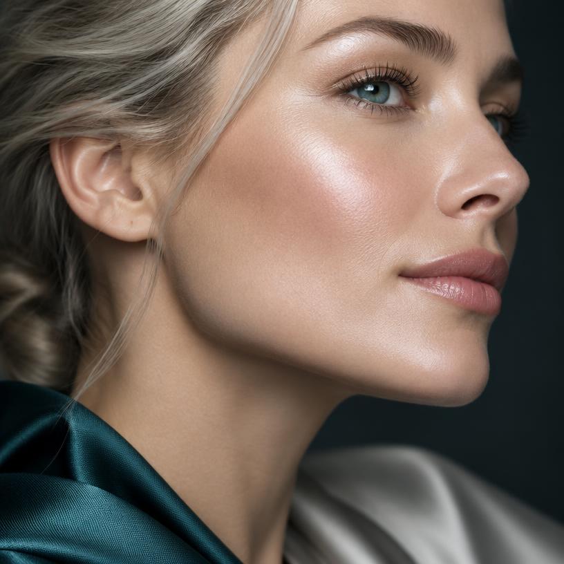 Perfil de una mujer con piel luminosa y sana